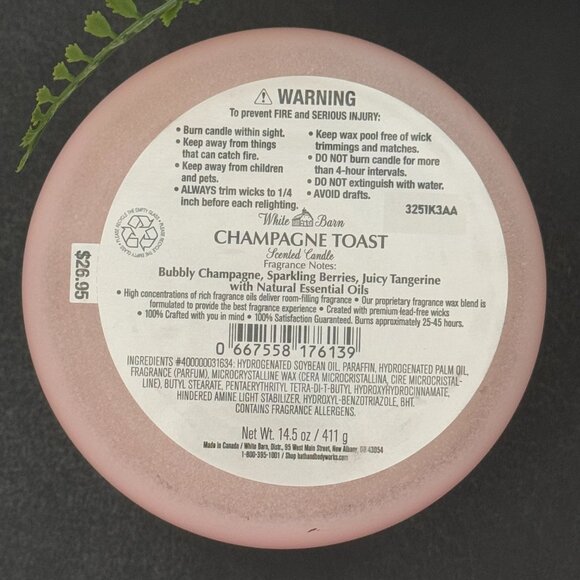 BBW Champagne Toast White Barn Bath & Body Works 3 Wick Candle - Picture 10 of 10